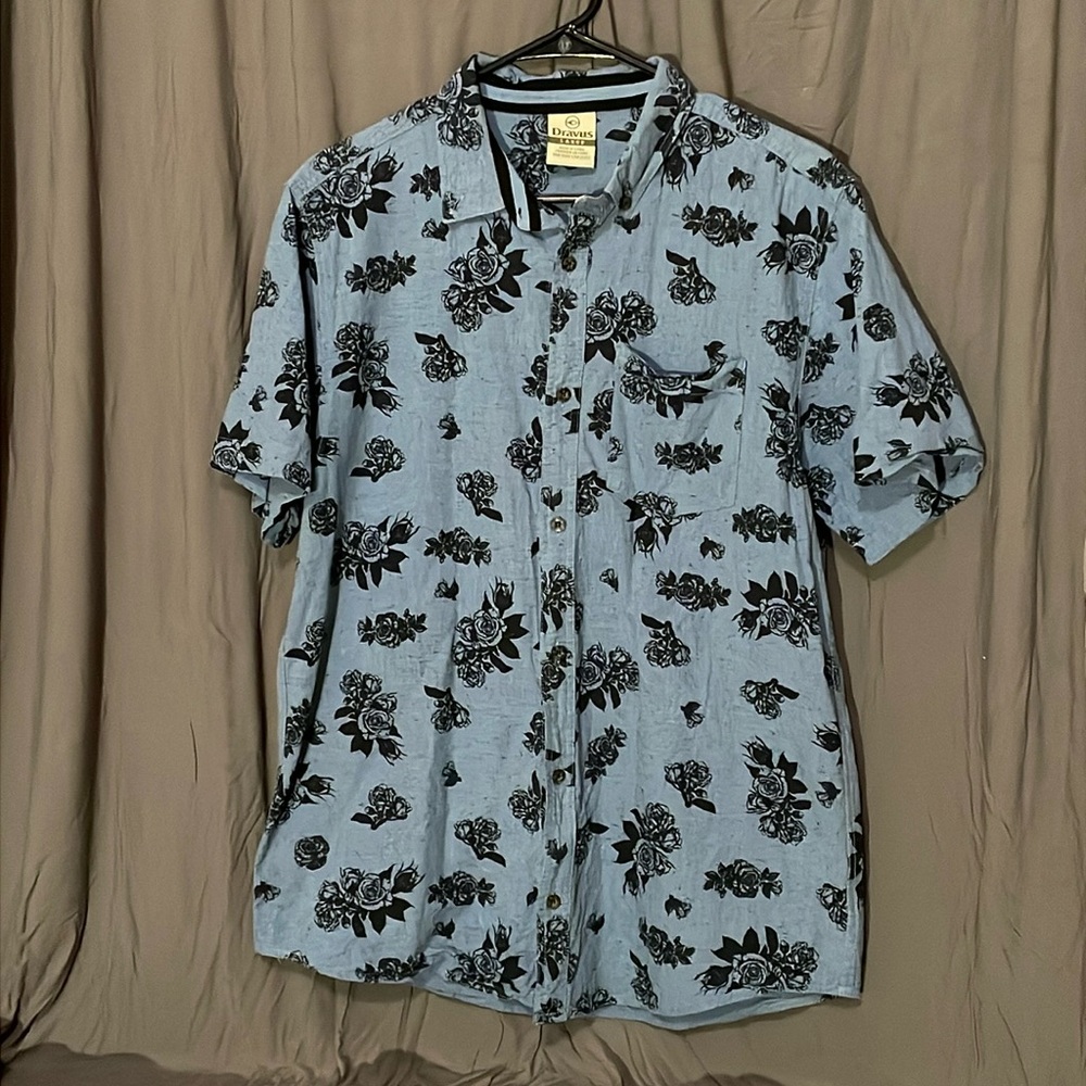 Dravus Rose Pattern Button Up (Denim Style)